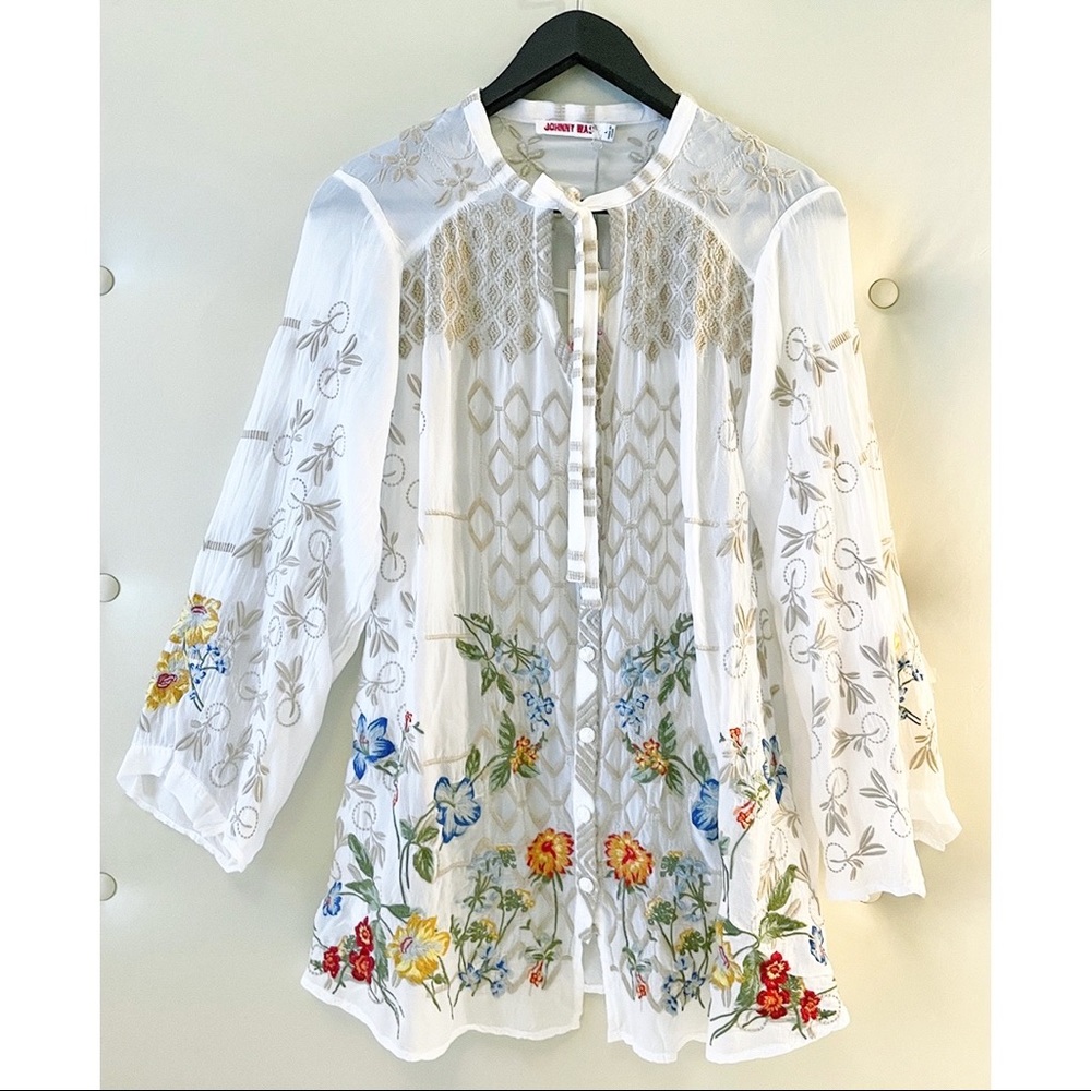 Johnny Was Luca Blouse - NWT Womens Size L - White